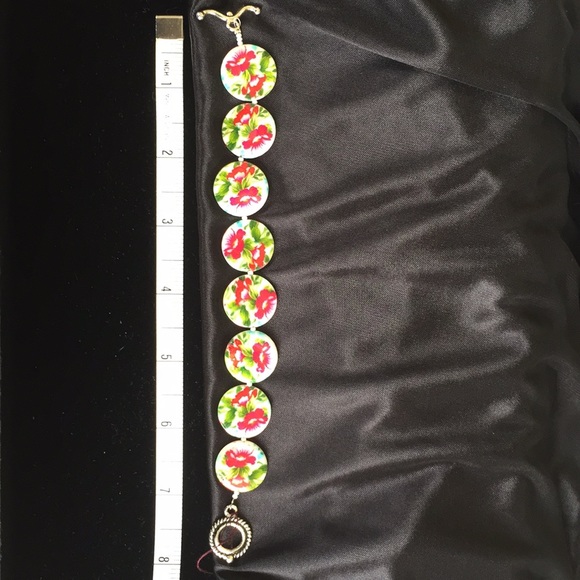 Artisan created; Pink, green & aqua bracelet - Picture 1 of 2